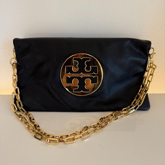 Tory Burch Leather Clutch With Strap - Picture 1 of 4